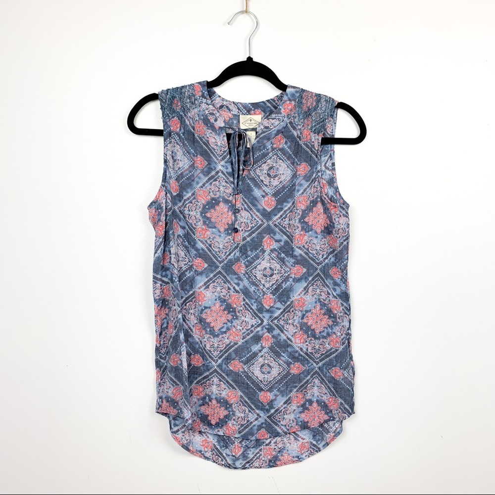 St. John’s Bay Blue & Red Patterned Summer Blouse